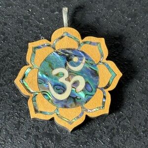 Lotus Om Pendant with Abalone Inlay
